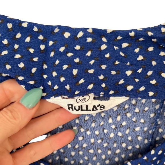 Rolla's Blue Fitted Button Up Dress - Cap Sleeve XS - Picture 3 of 4